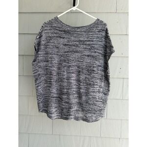 Pure Jill Women's Petite S Knit Top Black White Linen Cotton Sleeveless Boxy Tee